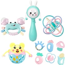 Boilable teether hand rattle baby toy 0-1 year old baby 3 newborn toddlers can bite music rattle to soothe