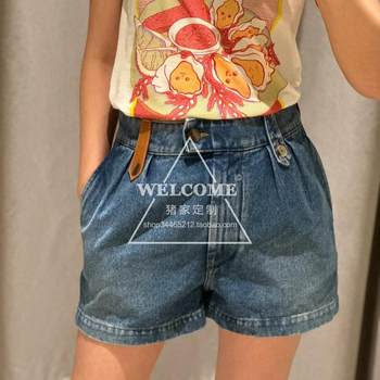 2025 Spring/Summer New High-Waisted Slimming Versatile Loose Non-Stretch Cotton Denim Straight-Leg Denim Shorts for Women