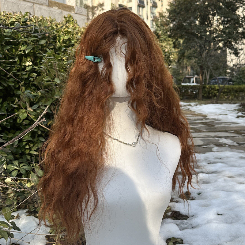 【Cheese Trap Front Lace Version Caramel Tangerine Color】Front Lace Caramel Tangerine Color Wool Curly Wig Sweet and Spicy