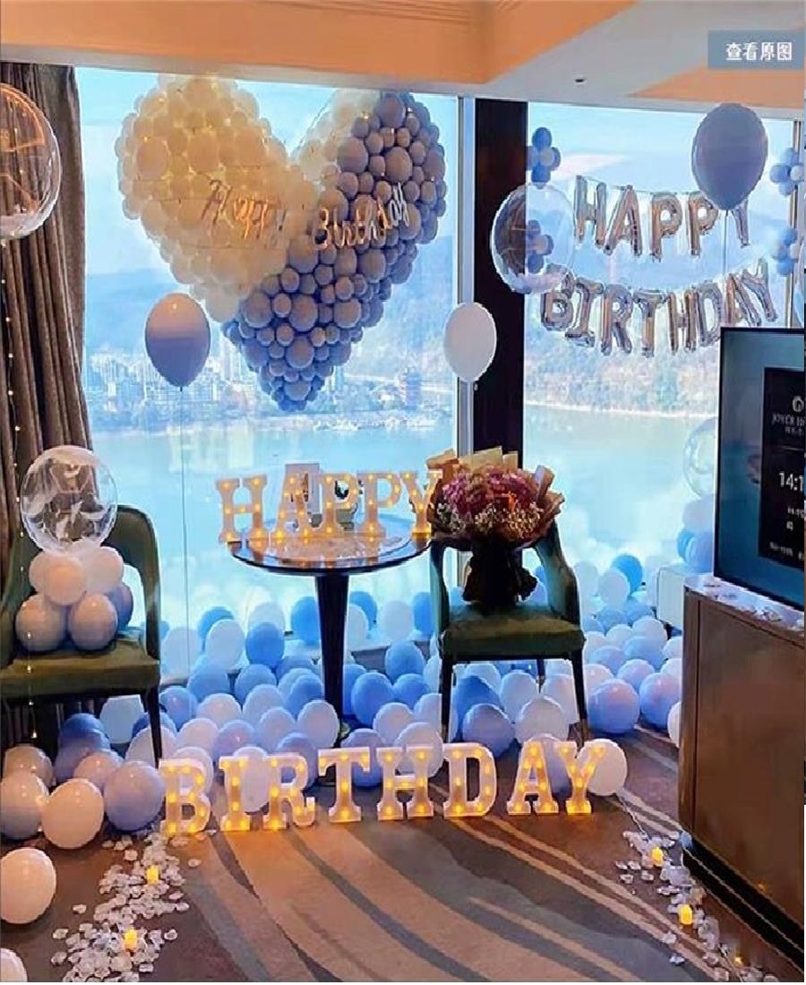Birthday Decoration Scene Placement Boyfriend Latex Balloons Party Background Wall Adults Courteo White Romantic Dress