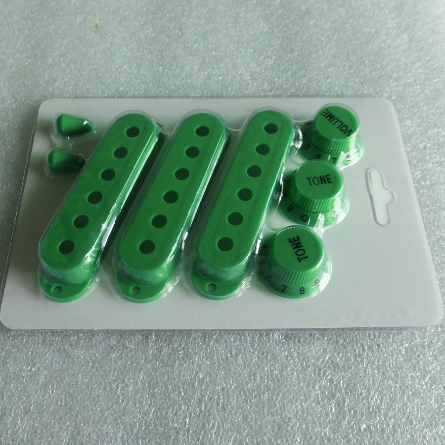 DIY Stral dark green guitar pickup cover and VT tuner set with gear switch cap accessories