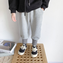 21 Korean version of winter children plus suede thickened loose pair of pants and pants baby 100 hitch casual kindergarten sports pants tide