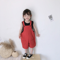 Bean Bag Monarch 2022 Han edition Summer and Mens Child Loose Foreign Air Braces Shorts Baby 100 Comfortable Cotton Yarn Back