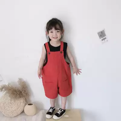 2021 Korean summer men's and women's children's loose Western style baby bag shorts baby wild comfortable cotton yarn baby bag pants tide