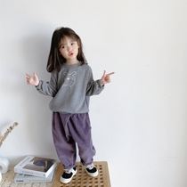 Bean bag monarch 2021 autumn and winter male and female child baby foreign gas plus suede cartoon printed round collar long sleeves head necropolis