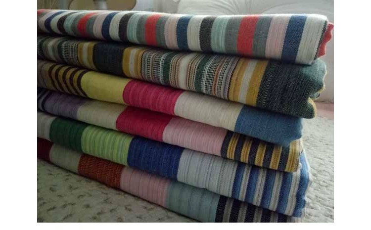 Lấy số tiền 1,5m giường bông vải denim bông đúp đặc biệt mỏng sọc cũ lanh thô - Khăn trải giường
