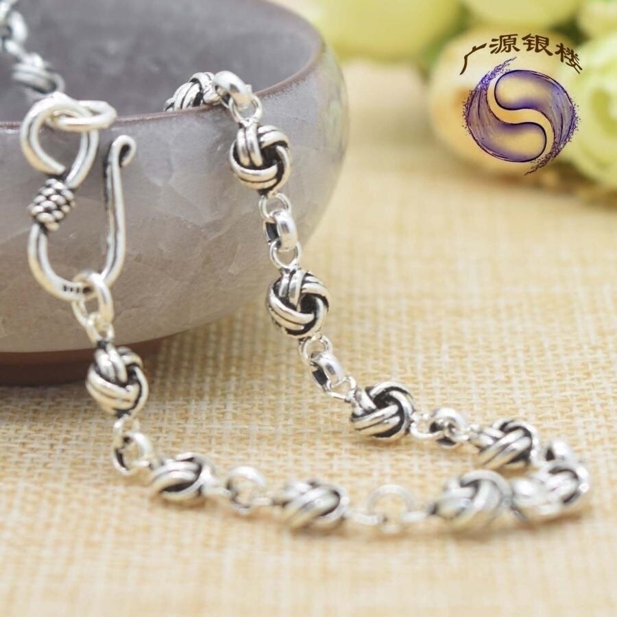 925 pure silver necklace woman Japan-ROK version Fashion lock bone chain retro Thai silver necklace anti-allergy female fur coat chain