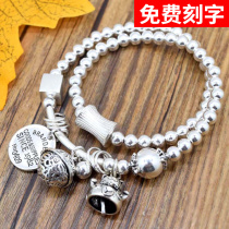 S925 Pure Silver Bracelet Women Retro Handmade Thai Silver Tricks Cat Round Cards Multiple Rings Silver Bead Fashion 100 Hitch String Presents