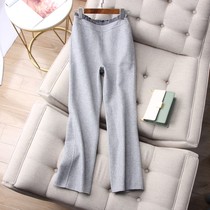 Conspiculy Lean Day Style Commute Temperament Gray-waist Agaric Side edge Double-sided composite Mao Wemboyant Pants Women Winter