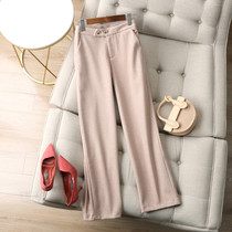 Autumn-winter long legs paired with recipes ~ texture OL commute high waist straight cylinder loose thickened casual long pants slim women new