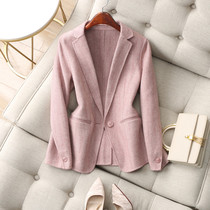 Autumn and winter warm-hearted commute ~ temperamental sheep double face with herringbone tattios a grain of buttoned cotton wool suit jacket woman