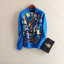 Loose plus velvet thick sweatshirt small collar tide casual cardigan jacket baseball shirt autumn and winter men and women with the same model