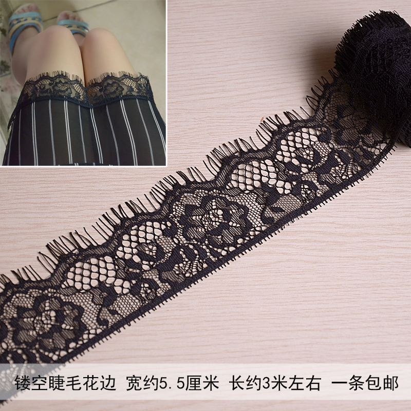 Hollowed-out Soft Lash Lace Lace Accessories Handmade DIY Material Clothing Cuff Neckline Neckline Black-Taobao