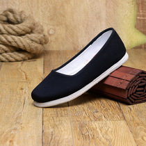 Old Beijing Cloth Shoes Women Shoes Thousands Floor Hemp Thread Pure Handmade Floor Single Shoes Big Code Traditional Black Casual