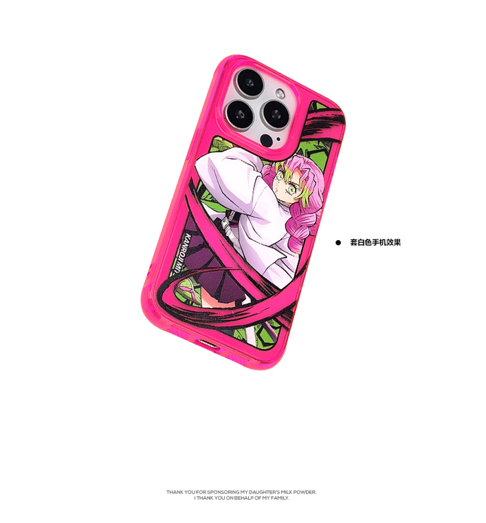Demon Slayer Kanroji Mitsuri Pink & Green Anime Illustration iPhone Case