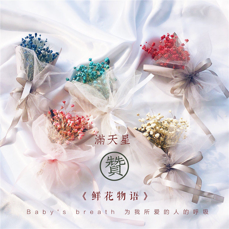 Mini baby's breath bouquet Valentine's Day gift natural dried flower gift box bouquet photo props photography decoration bouquet