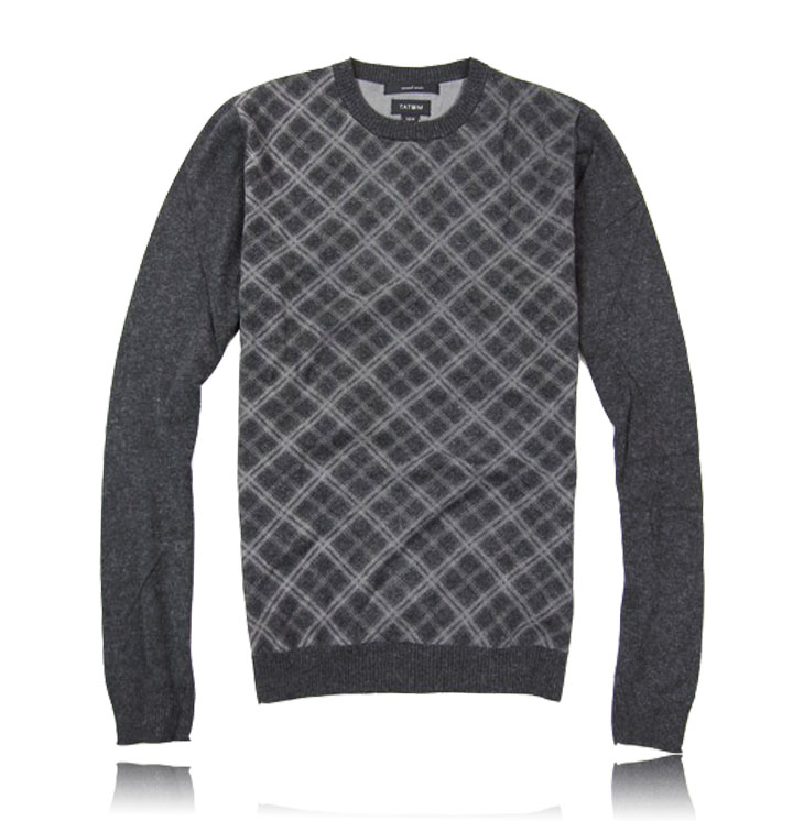 Men's Warm Knitted Shirt Pullover Plaid Shirt Sweater 0 3 X1523