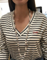 European Royalty Majorica Gradient Size Colored Pearl Sweater Chain Temperament Can Stack Necklace Advanced Sensation