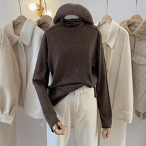 Lolora solid color high neck base shirt female 2021 Autumn New loose pullover base interior top long sleeve