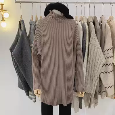 Llora thin lightning medium and long version of the sweater Women's Foreign pie winter Joker half high neck thread sweater seven colors optional