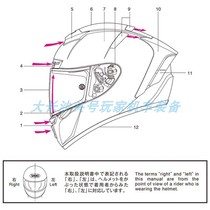SHOEI X14 helmet accessories full helmet air duct chin mesh nose seal tail wing guide strip air inlet vent repair