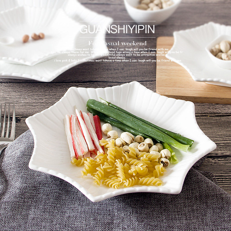 Creative Ceramic Plate Pure White Western Dining Tray Steak Pan Water Fruit Pan Flat Dish Pasta Breakfast Dish Dish Cutlery Dish-Taobao