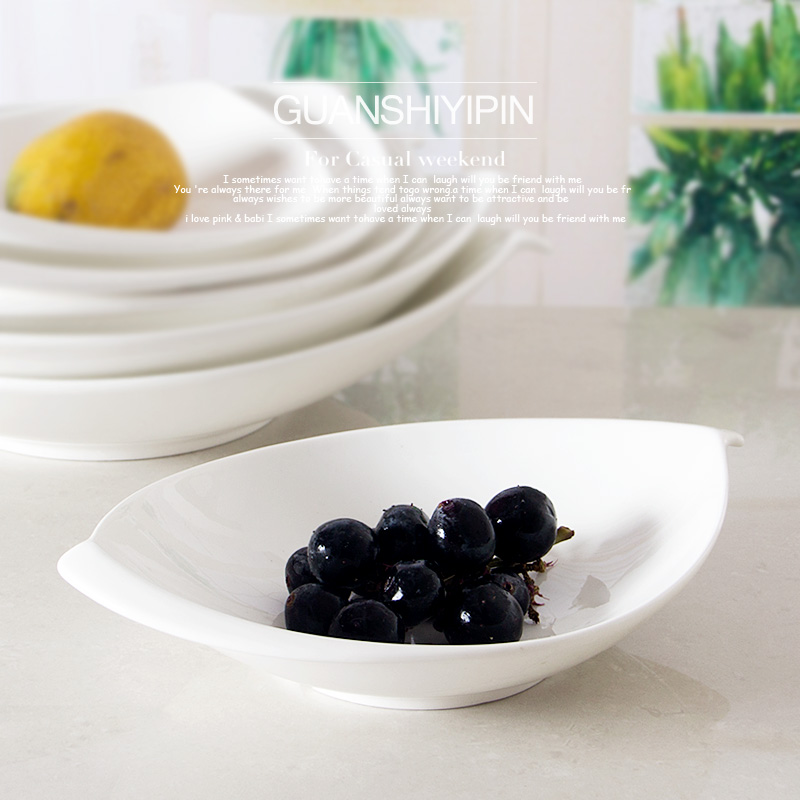 Vegetable Bowl Double Pointed Bowl Big ceramic fruit bowl Ideas dried over plate cold dish Irregular Hotel Hotel Cutlery-Taobao