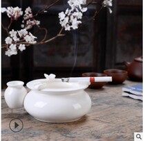 High-end Ashtrays Custom White Porcelain Double-Cylinder Ashtrays Custom Logo Print Advertising Ceramic Ashtrays Gift Customization