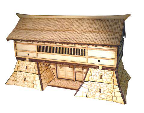 Wheat seed smell record Wooden scene Japan Sengoku Honmaru Gate 28mm scale 1:56