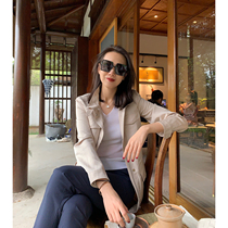 MARIUS old horse three acetic acid mixed hemp business leisure windbreaker coat women long women wild sunscreen spring and autumn