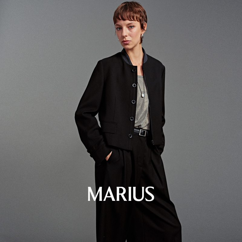 Marius | Red Carpet Style Pineapple Texture Fine Wool Commuter Stand-Up Collar Short Jacket/Straight-Leg Cropped Pants Marius | Red Carpet Style Pineapple Texture Fine Wool Commuter Stand-Up Collar Short Jacket/Straight-Leg Cropped Pants