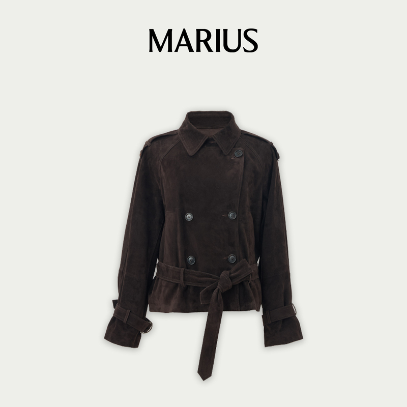 Marius | Keruli Sheep Suede Old Money Style Cropped Trench Coat Slim-Fit Leather Jacket Marius | Keruli Sheep Suede Old Money Style Cropped Trench Coat Slim-Fit Leather Jacket