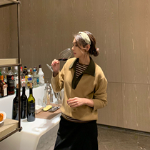 MARIUS old horse POLO collar cashmere pullover knitwear under the microscope detail control introverted color color