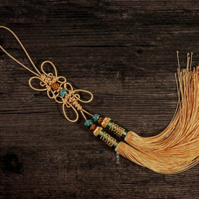 Fu Shou Handmade Knot Tassel Pendant) Shou Character Chinese Knot Fu Character Returning to the Cage with Tassels Characteristic Traditional Handwork