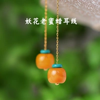 Натуральные бирюзовые оригинальные серьги из воскового агата, подарок на день рождения