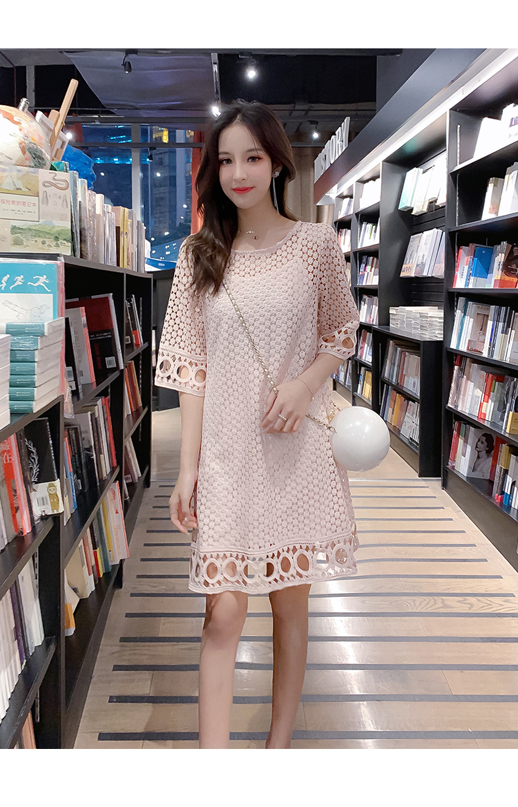 VK旗艦店 韓國學院風蕾絲寬鬆縷空時尚套裝短袖裙裝
