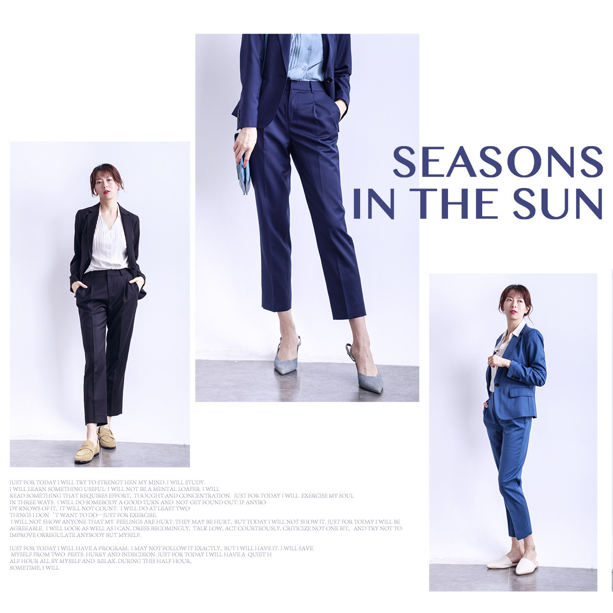 Cat Spring New Day Series High-end Blue Blue Black Wool Commute 8 90% Career High waist Western Pants Cone Pants Woman