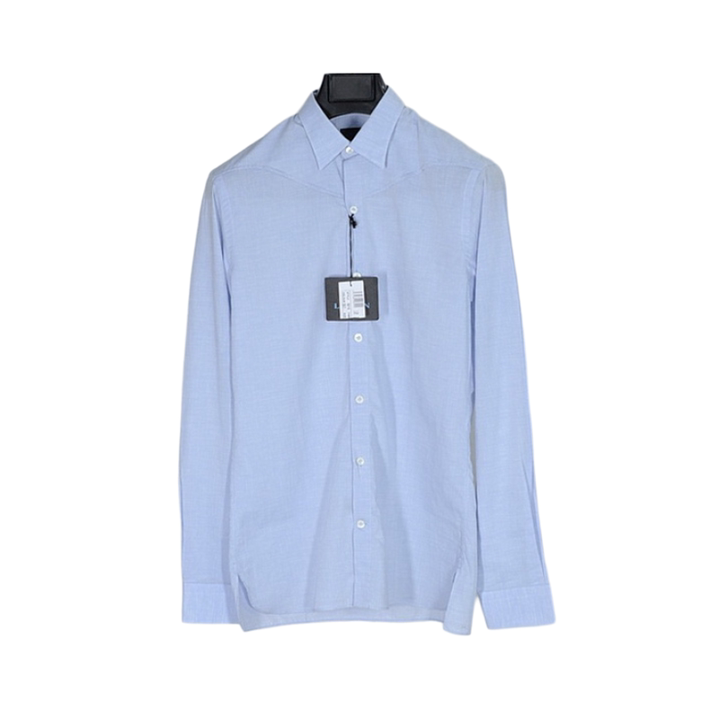 Lanvin Langfan 14Ss Spring and Summer Cicada Wings Lightweight Strong Breathable Show Style Light Blue Bamboo Cotton Shirt It37