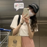 Осенняя приталенная футболка с коротким рукавом, в корейском стиле, по фигуре, подходит для подростков