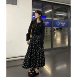 Трикотажный свитер с бантиком, юбка, летний комплект, цветочный принт, французский стиль