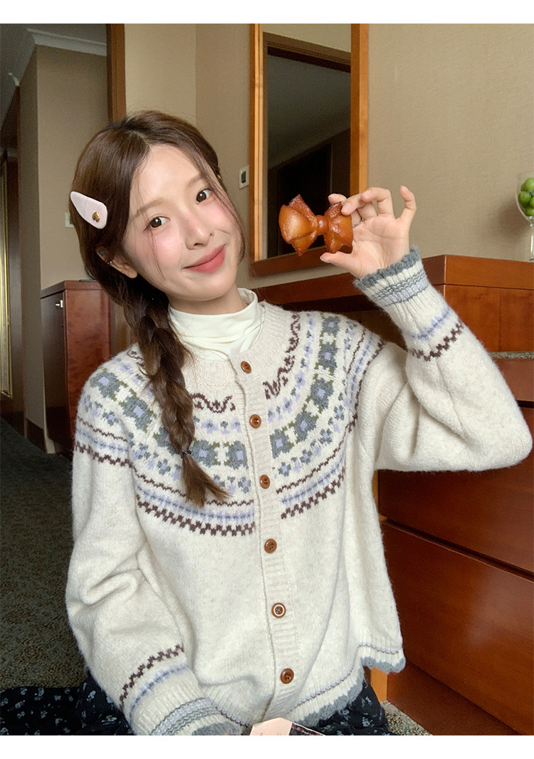 토지 작은 그룹 공정한 섬 스웨터 오픈 가디건 디자인 센스 한 부서 부드러운 레트로 분위기 센스 느긋한 슬림해 보이는 여성 코트 상세 이미지 10