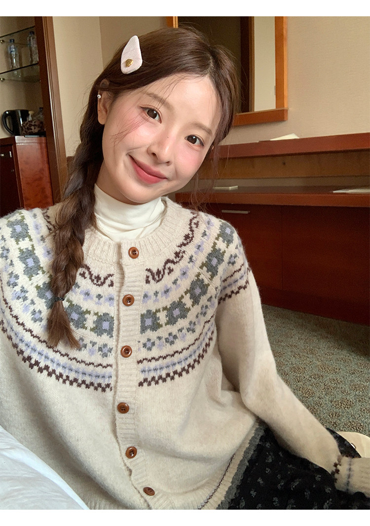토지 작은 그룹 공정한 섬 스웨터 오픈 가디건 디자인 센스 한 부서 부드러운 레트로 분위기 센스 느긋한 슬림해 보이는 여성 코트 상세 이미지 7