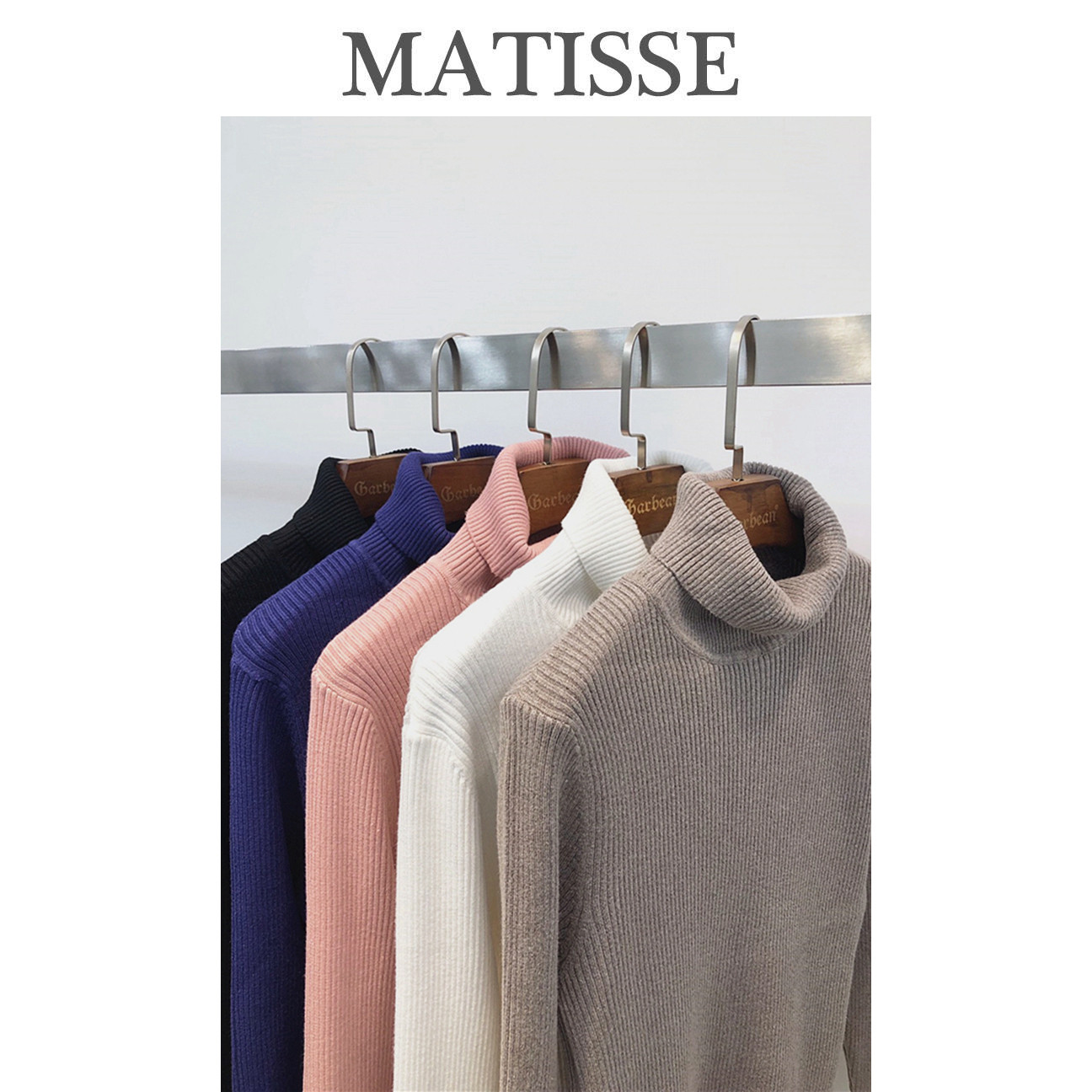 Dongdaemun Men's Korean Style Tide Embroidery Casual Japanese Pullover Slim Turtleneck Sweater Bottom Sweater Knit Sweater