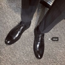 South Koreas East Gate Tide Mens Retro Business Leisure British Style Brock Carved Mens Shoes Old Leather Shoes