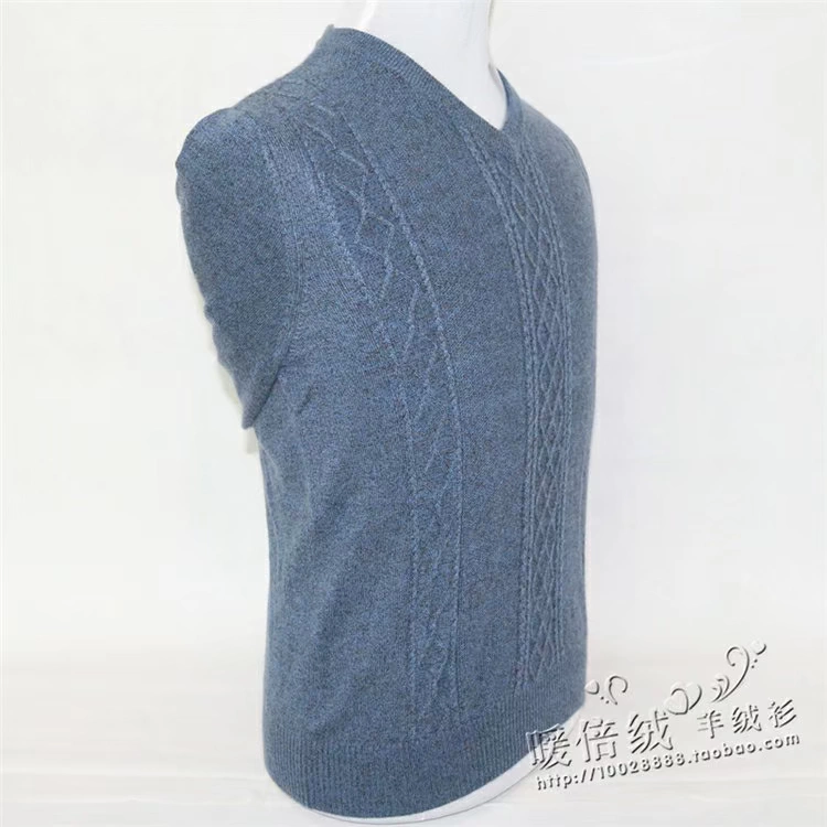 Mới đích thực áo len nam tinh khiết cashmere cổ chữ V áo thun cơ sở áo len cơ bản kích thước lớn dệt kim đơn giản hoang dã - Áo len Cashmere