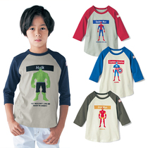 2021 Autumn Children Loaded Boy 70% Sleeve T-shirt Pure Cotton Children Middle Sleeve Jersey Spring Autumn Season Cartoon Hero 90-150 yards