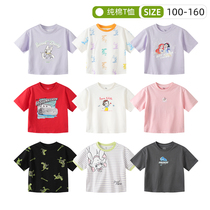 Summer child loose T-shirt male and female child pure cotton half sleeve shirt thin short sleeve cartoon cartoon wide shoulder exit Original D