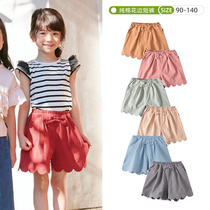 Summer girls pure cotton shorts baby foreign air lace half pants bowtie wavy side pants Japan one thousand anecdotts