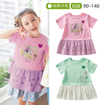 Day Department one thousand Funny Family Summer Girl T-shirt pure cotton cartoon female baby short princess skirt half body skirt short sleeve dress shirt