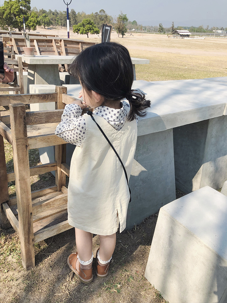 Váy Leobaby bé gái 2019 xuân mới v-cổ túi nhỏ váy vest bé ngoại váy hoang dã - Váy bexinhshop shop